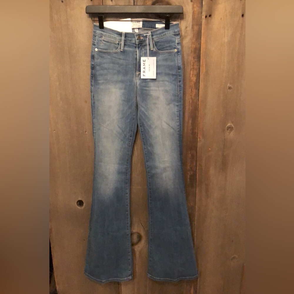 Frame Denim Le High Flare Denim Jeans in Free Bird Size 24 - Picture 3 of 16